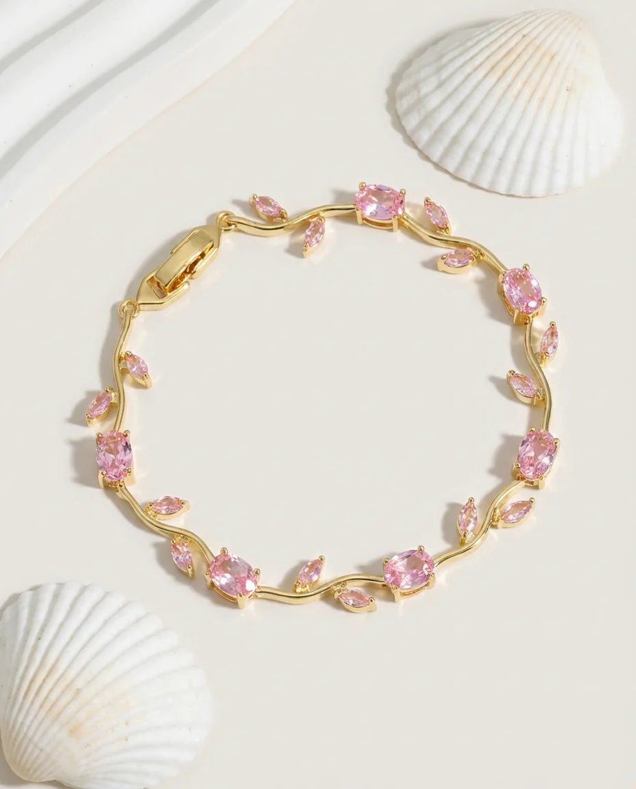 Bracelet - Dainty Rose Flower & Tulips