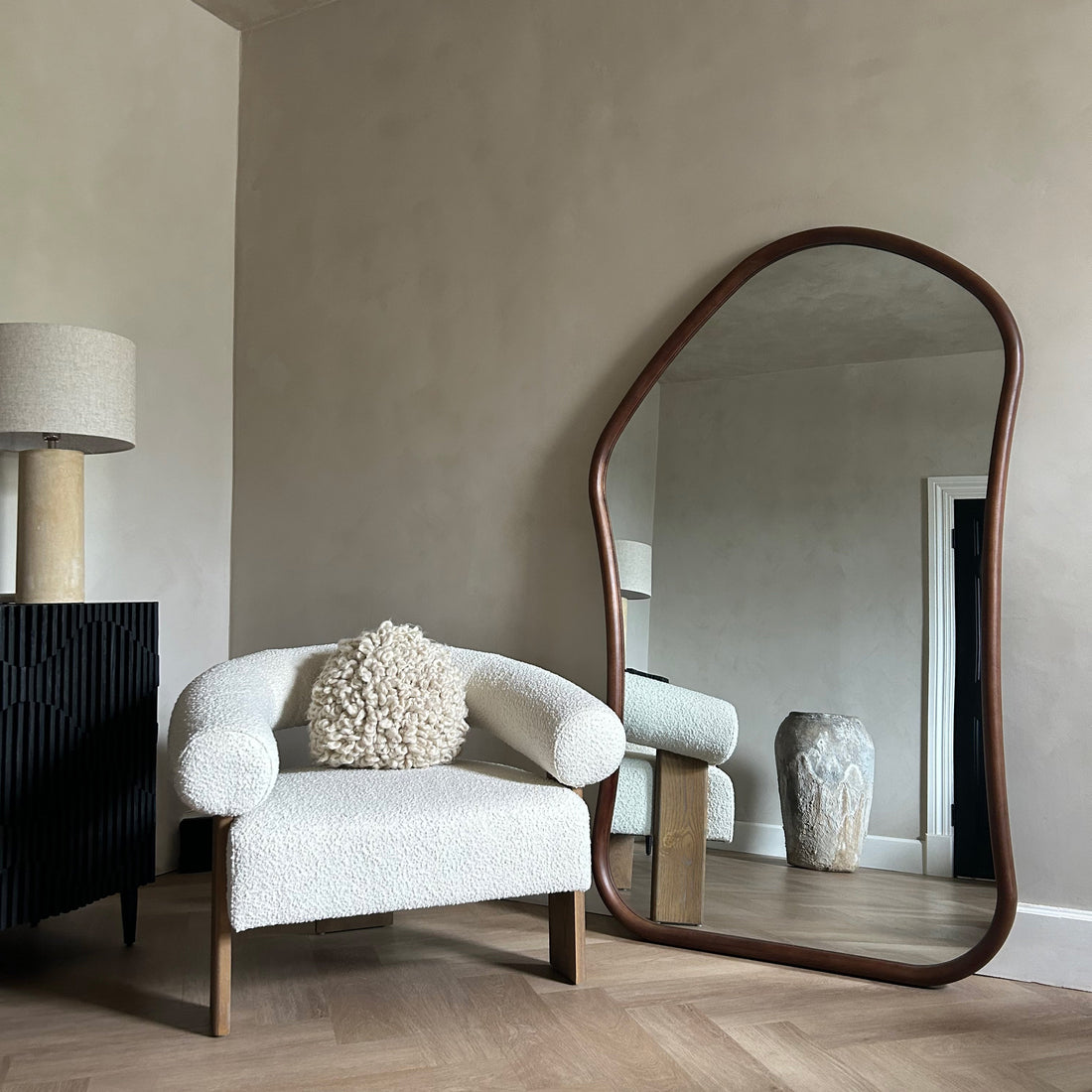 Alice Mirror - Very Large Irregular Dark Wood Full-Length Mirror (180 cm x 110 cm)