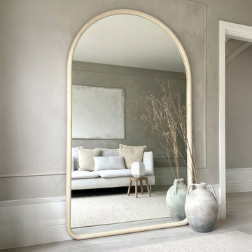 Miroir Amora – Très Grand Miroir Pleine Longueur Courbé Effet Béton (200 cm x 120 cm)