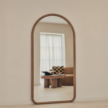 Amora Mirror – Large Full-Length Mirror with Curved Wooden Frame (180 cm x 90 cm)