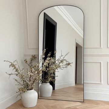 Aria Mirror – Large Black Metal Full-Length Mirror (180cm x 90cm)