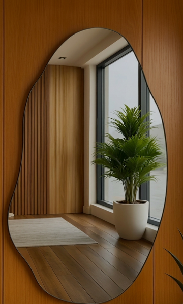 Miroir Amora – Grand Miroir Décoratif Organique Poli 110 x 80 cm