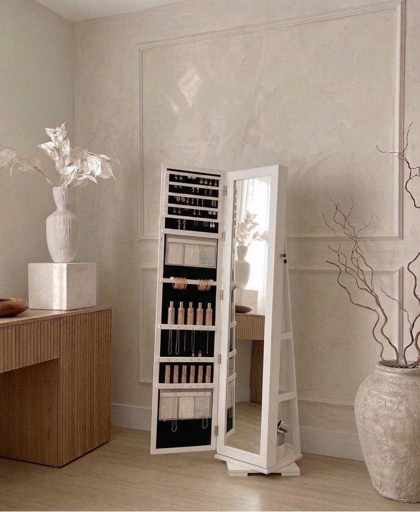 Miroir Sur Pied Haus 360° – Armoire à Bijoux et Organisateur Intégré
