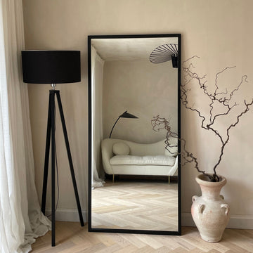 Miroir Islington – Miroir psyché style industriel en métal noir (170 cm x 80 cm)
