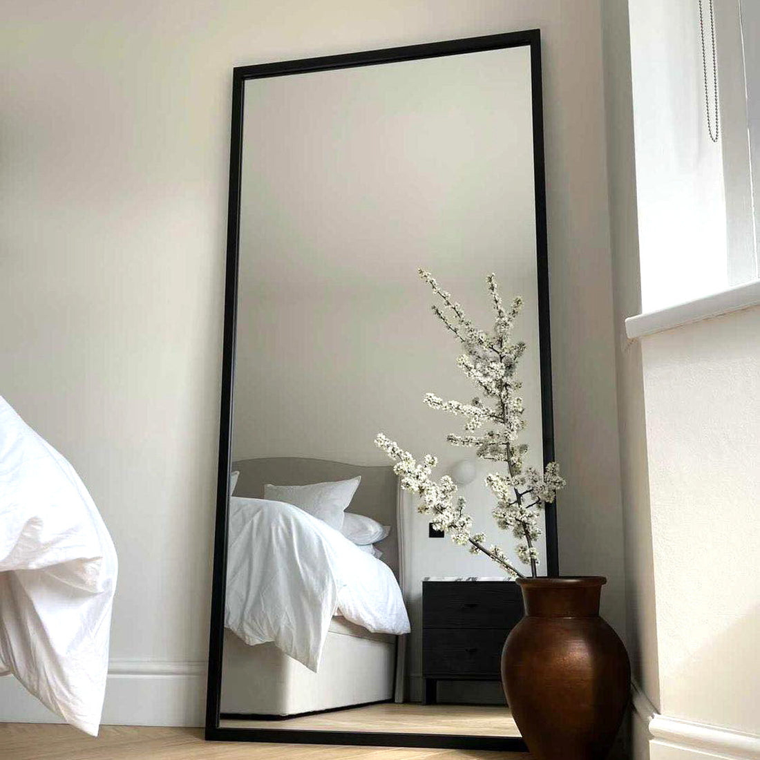 Miroir Islington – Miroir Pleine Longueur Style Industriel en Métal Noir (170 cm x 80 cm)