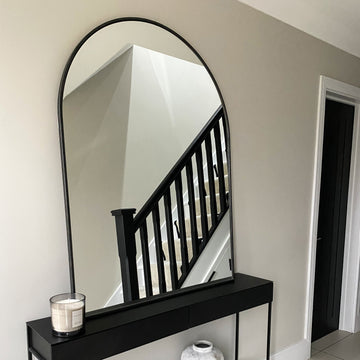 Liberty Mirror – Arched Metal Black Mirror for Fireplace (120 cm x 90 cm)
