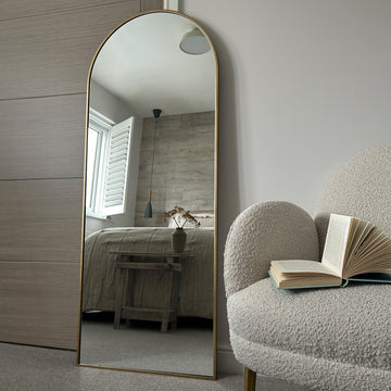 Liberty Mirror – Large Gold Arched Full Length Metal Mirror (160 cm x 60 cm)