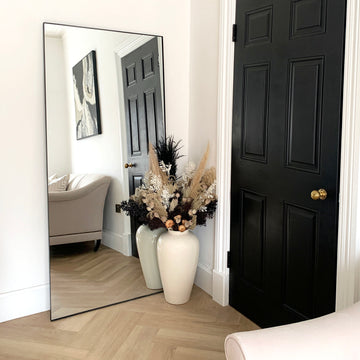 Theo Mirror – Large Rectangular Black Metal Wall Mirror 179 cm x 80 cm